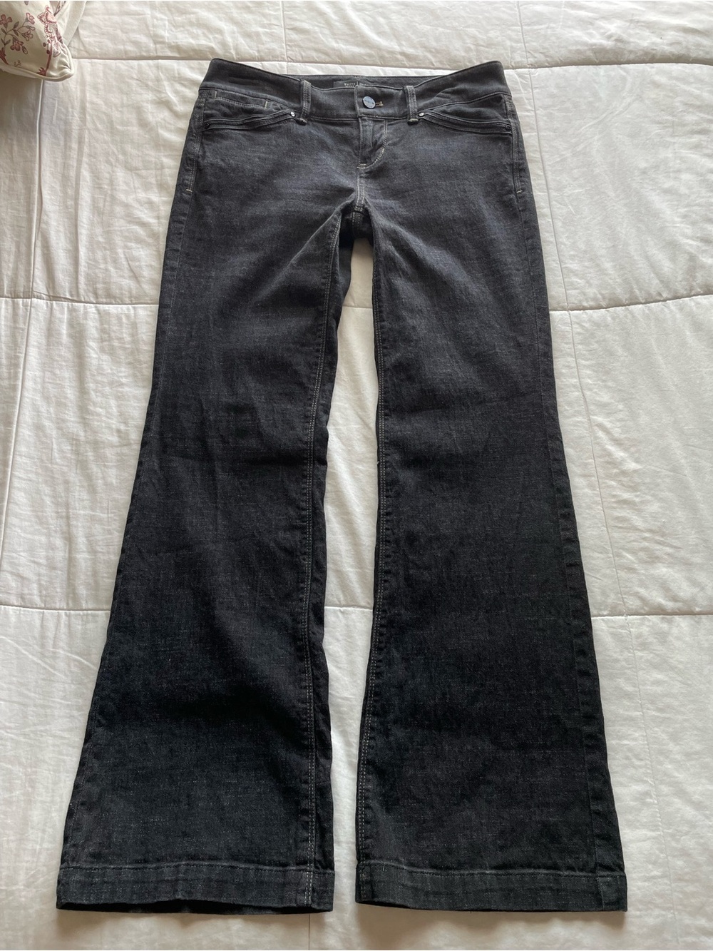Y2K Black Chambray Denim Low Rise Trouser Flare Pants 2 Petite Lorelei Gilmore